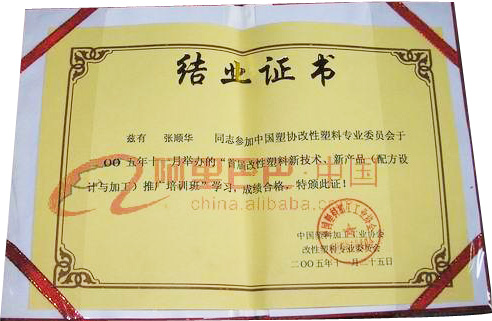 美彩参加阿里巴巴培训的结业证书